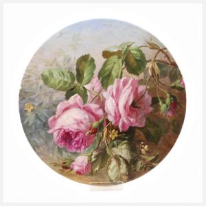 Meissen Platte Rosenzweig in Weichmalerei