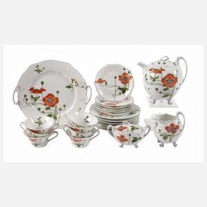 Nymphenburg Teeservice "Modern" mit Mohndekor