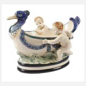 Karlsruhe Entenschale mit zwei Putten