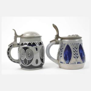 Zwei Westerwälder Bierkrüge Jugendstil