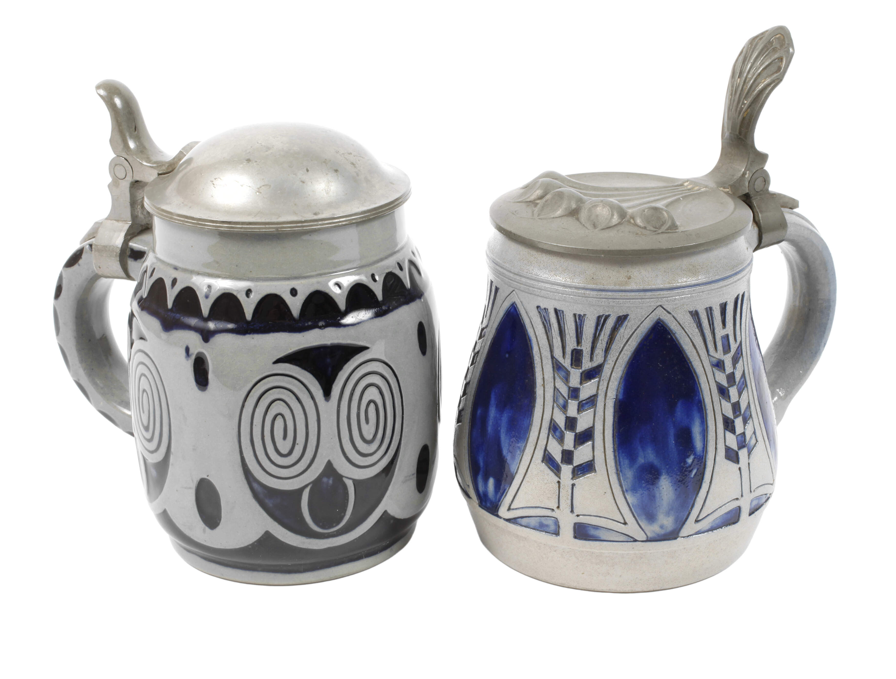 Zwei Westerwälder Bierkrüge Jugendstil