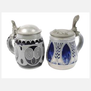 Zwei Westerwälder Bierkrüge Jugendstil