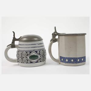 Zwei Westerwälder Bierkrüge Jugendstil