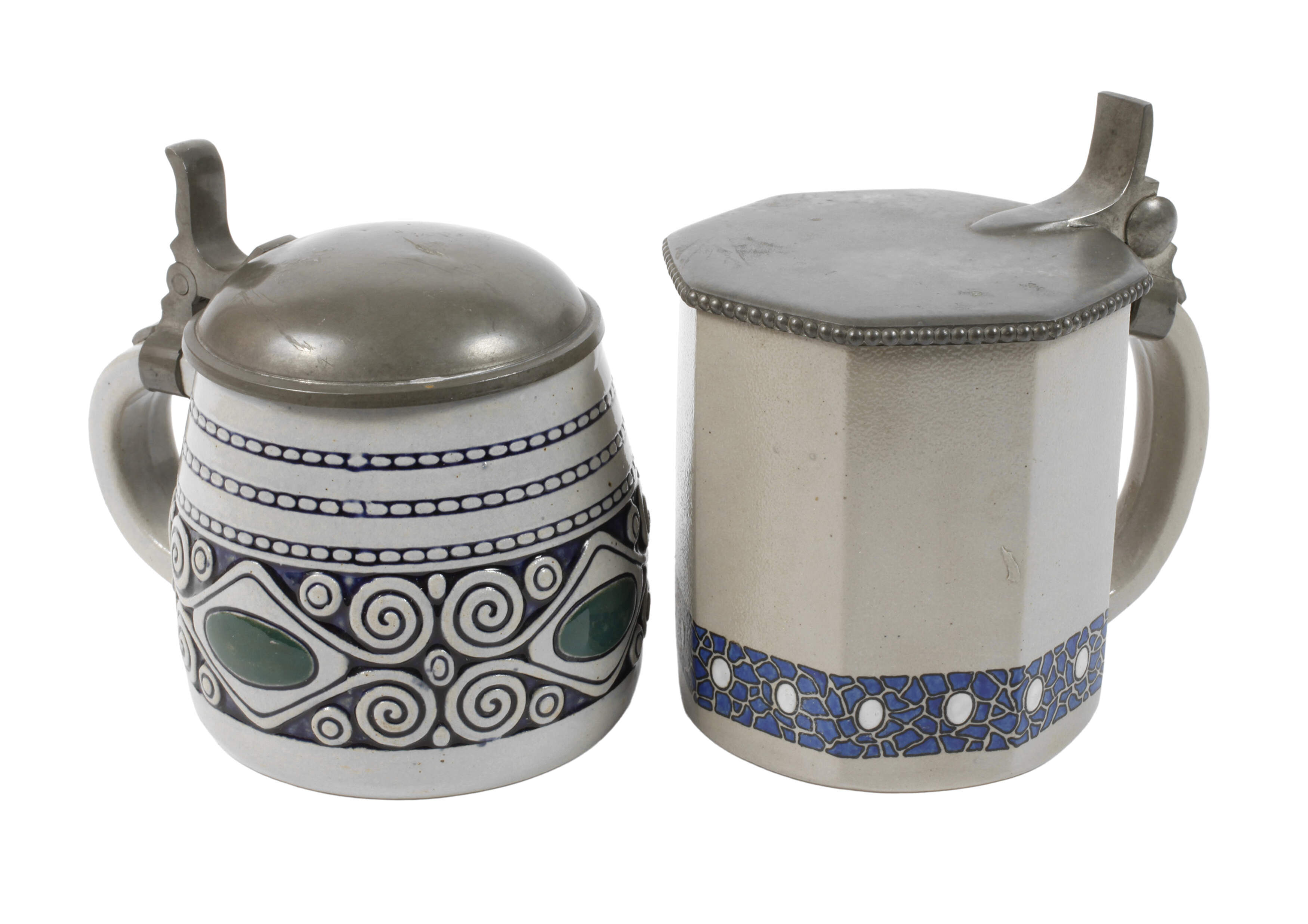 Zwei Westerwälder Bierkrüge Jugendstil