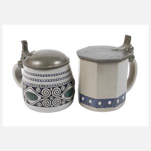Zwei Westerwälder Bierkrüge Jugendstil