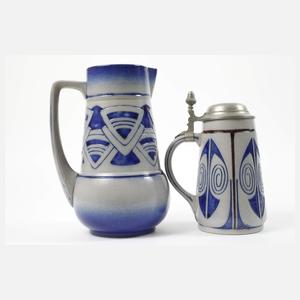 Westerwälder Bierkrug und große Schenkkanne