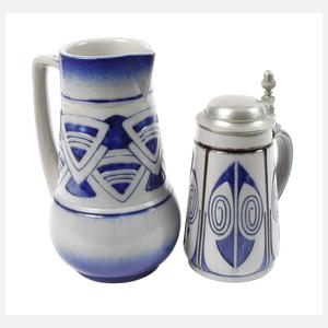 Westerwälder Bierkrug und große Schenkkanne