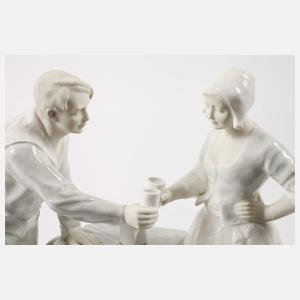 Goldscheider Wien "Paar ... sich zuprostend"