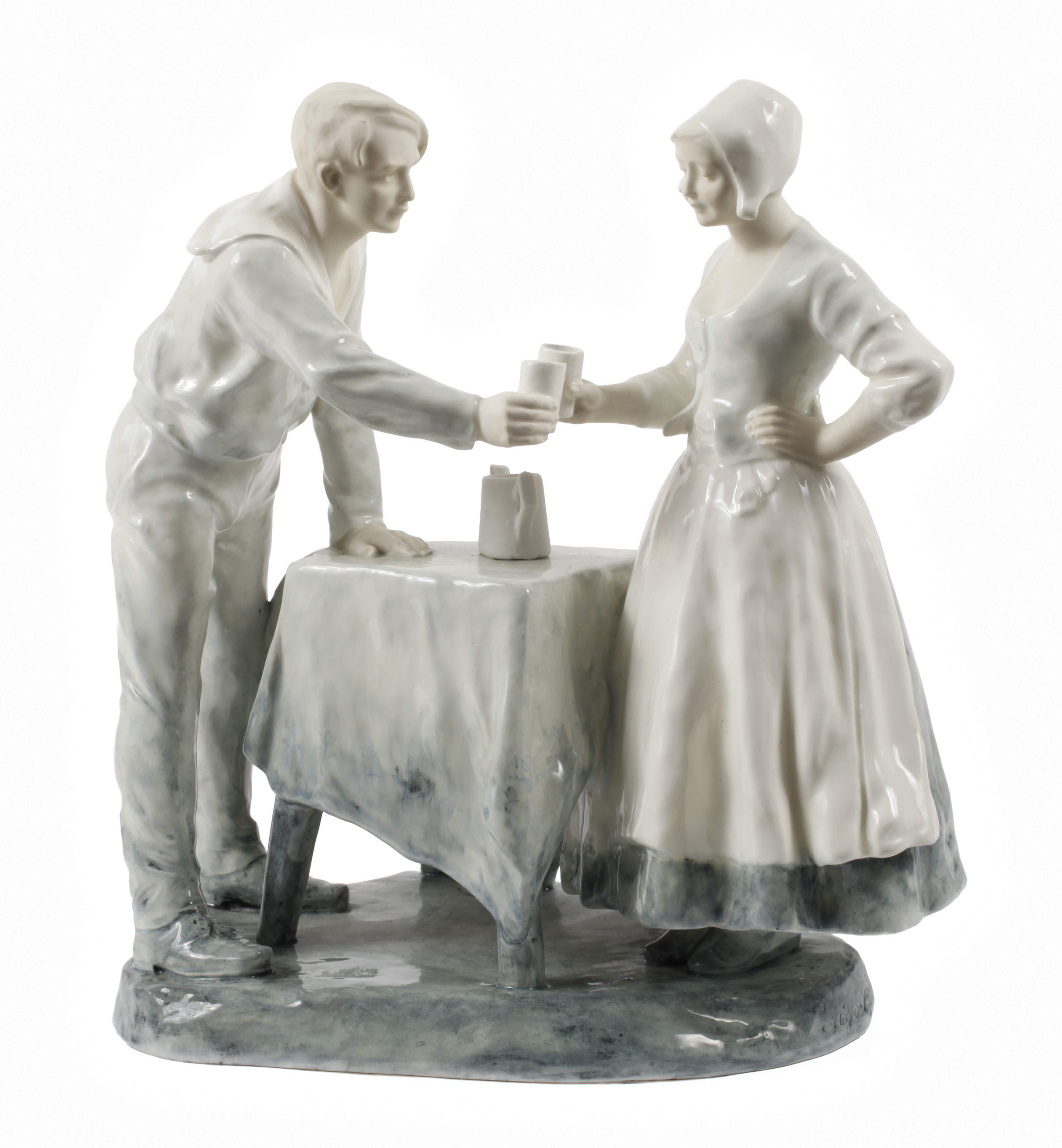 Goldscheider Wien "Paar ... sich zuprostend"