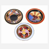 Drei Art déco Untersetzer in Cloisonné-Technik111