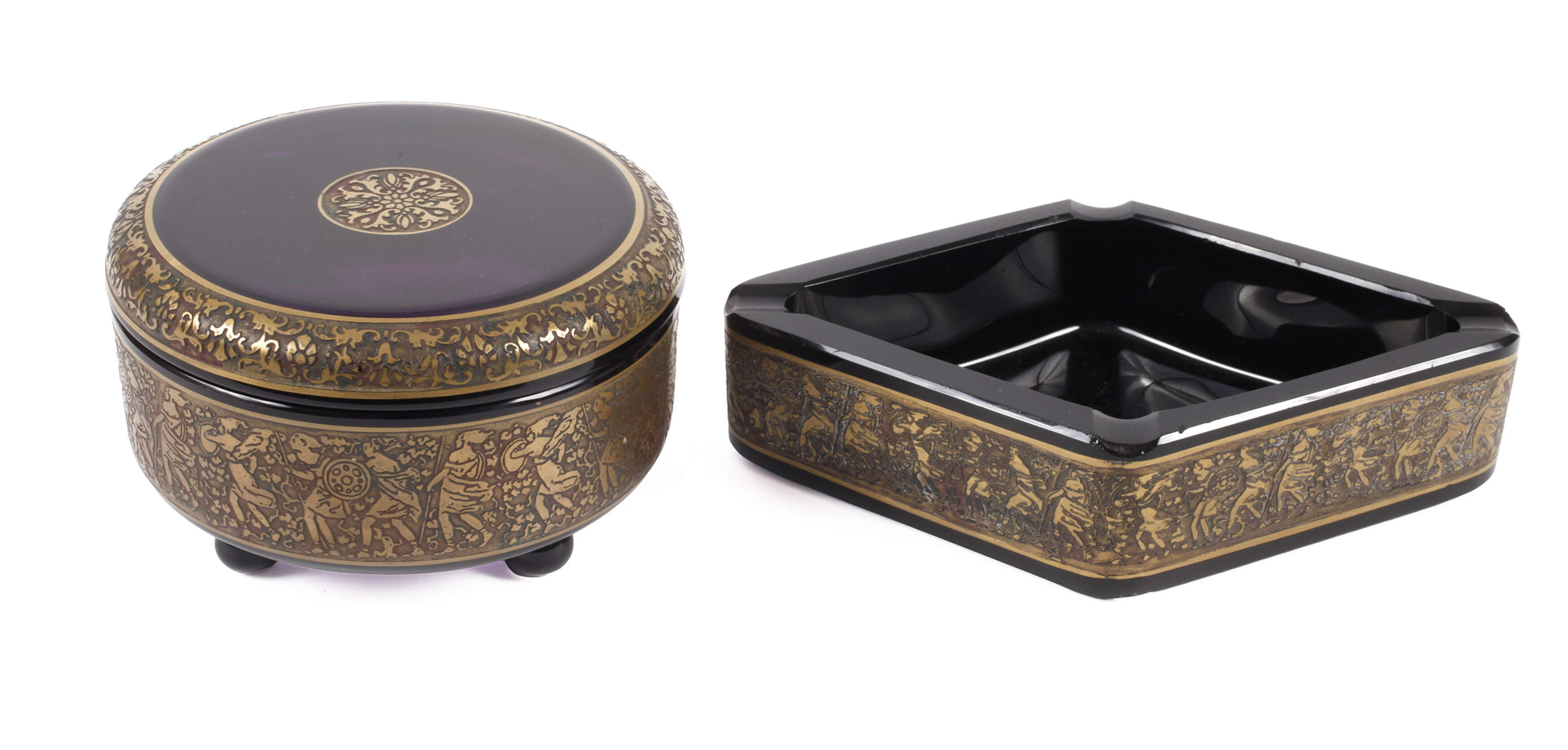 Moser Karlsbad Deckeldose und Aschenschale