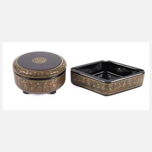 Moser Karlsbad Deckeldose und Aschenschale