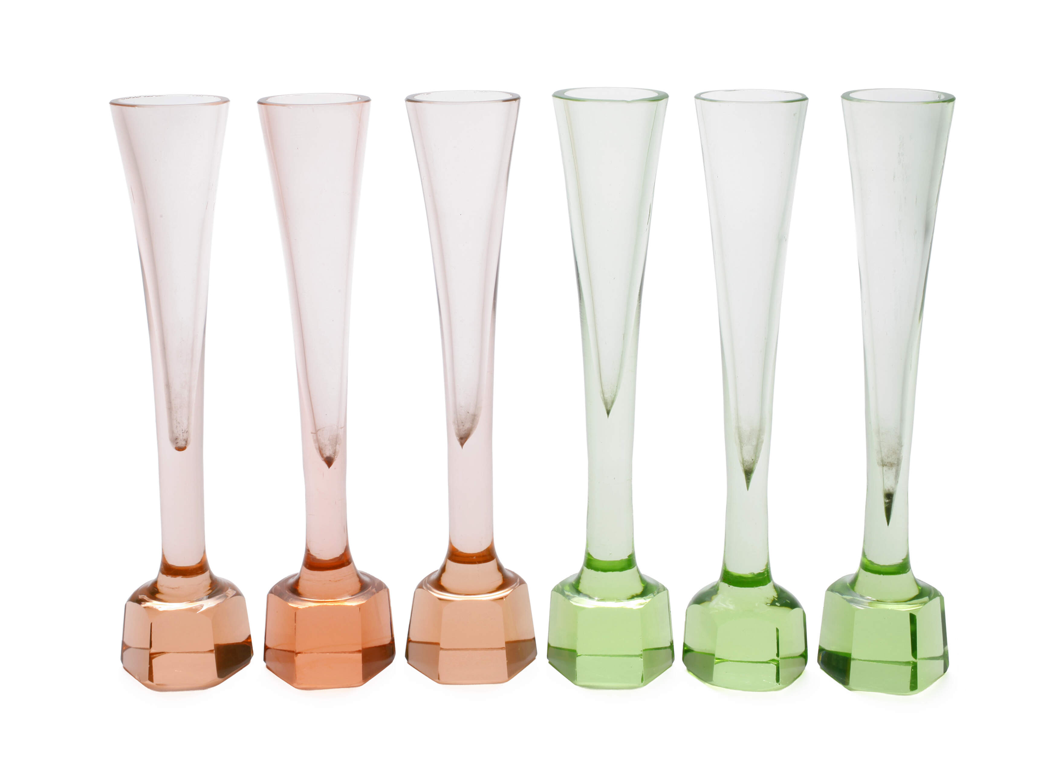 Sechs Absinth-Flöten Art déco