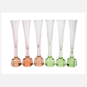 Sechs Absinth-Flöten Art déco