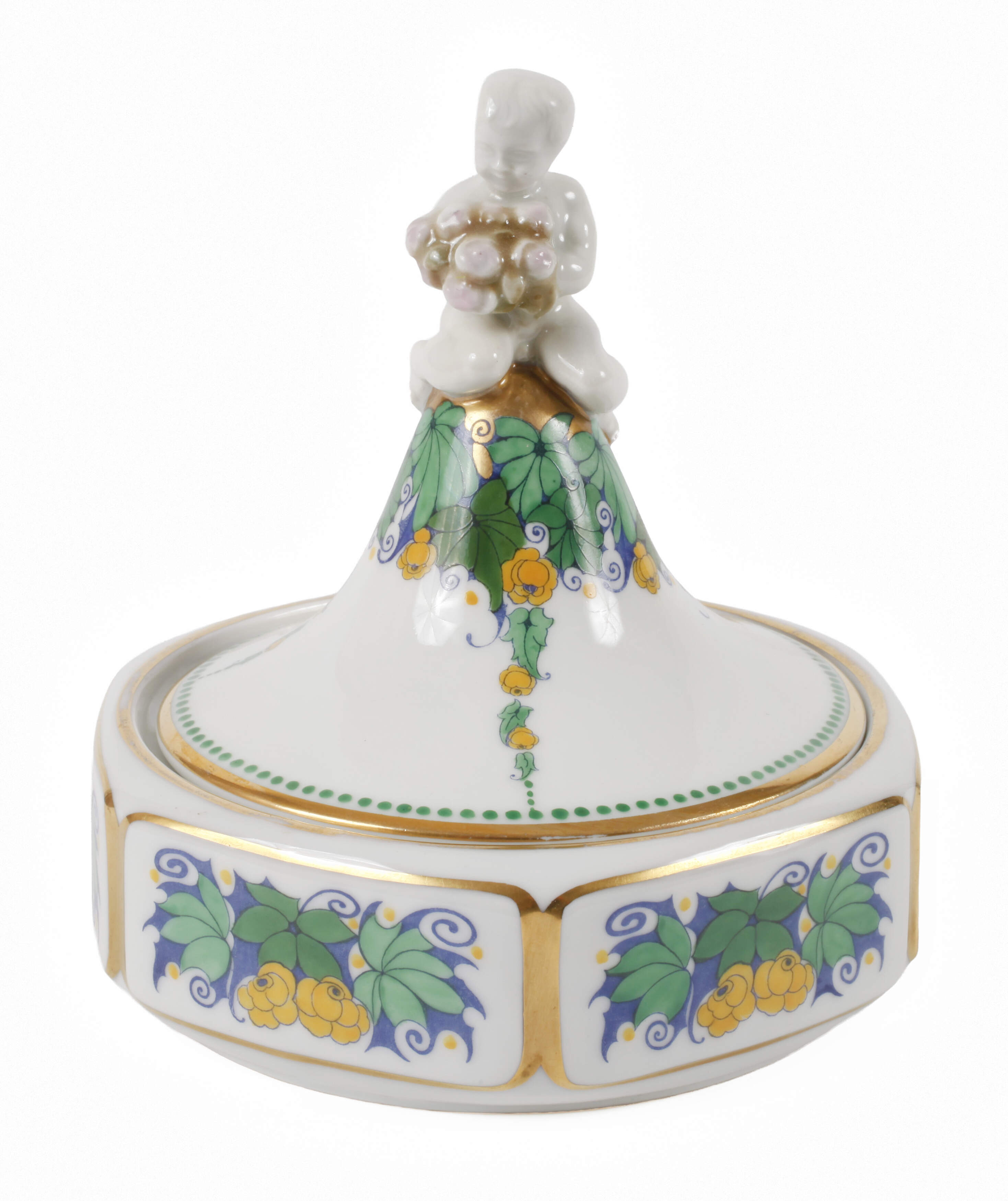 Königlich Tettau Deckeldose mit Putto