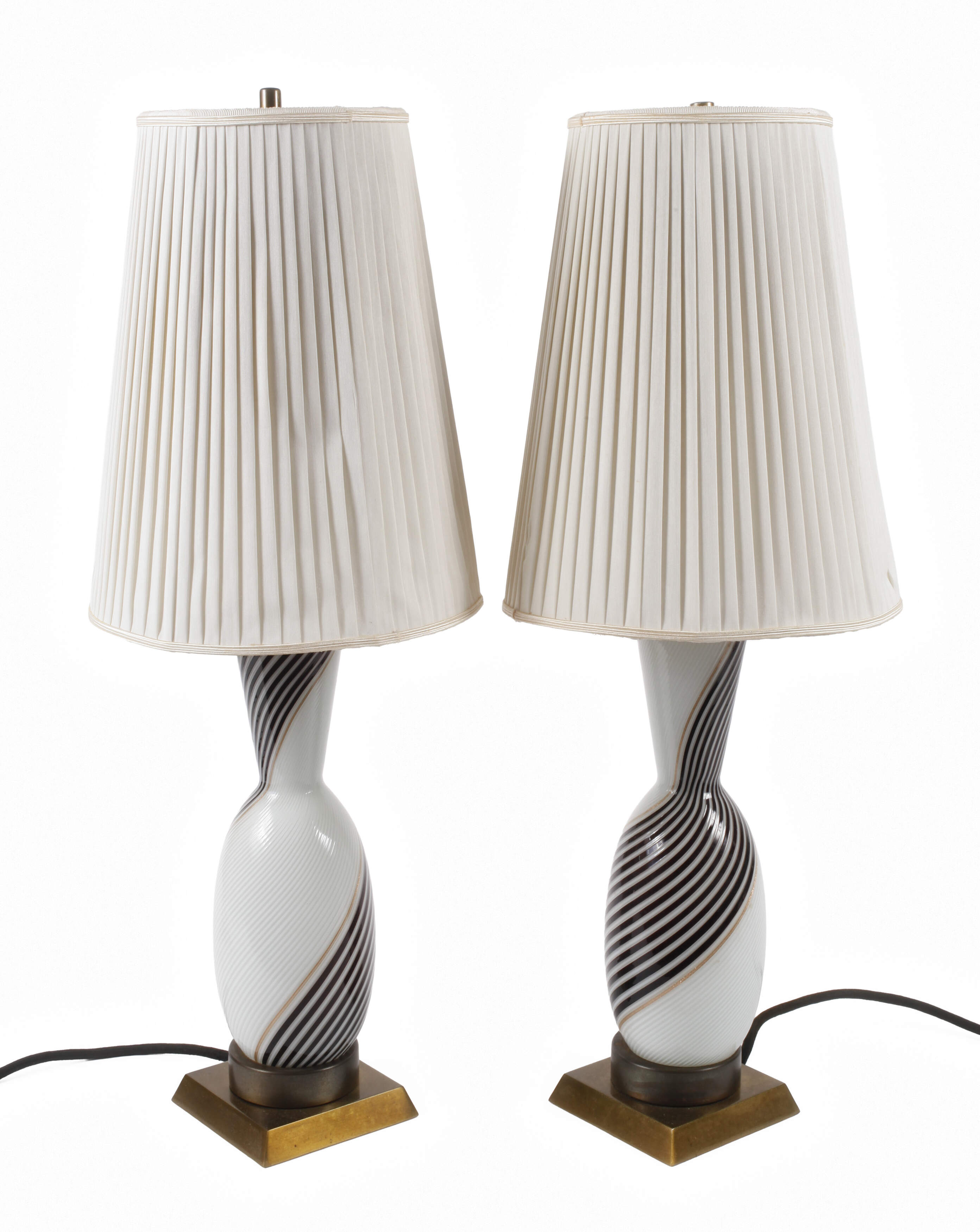 Murano zwei Tischlampen "Mezza Filigrana"