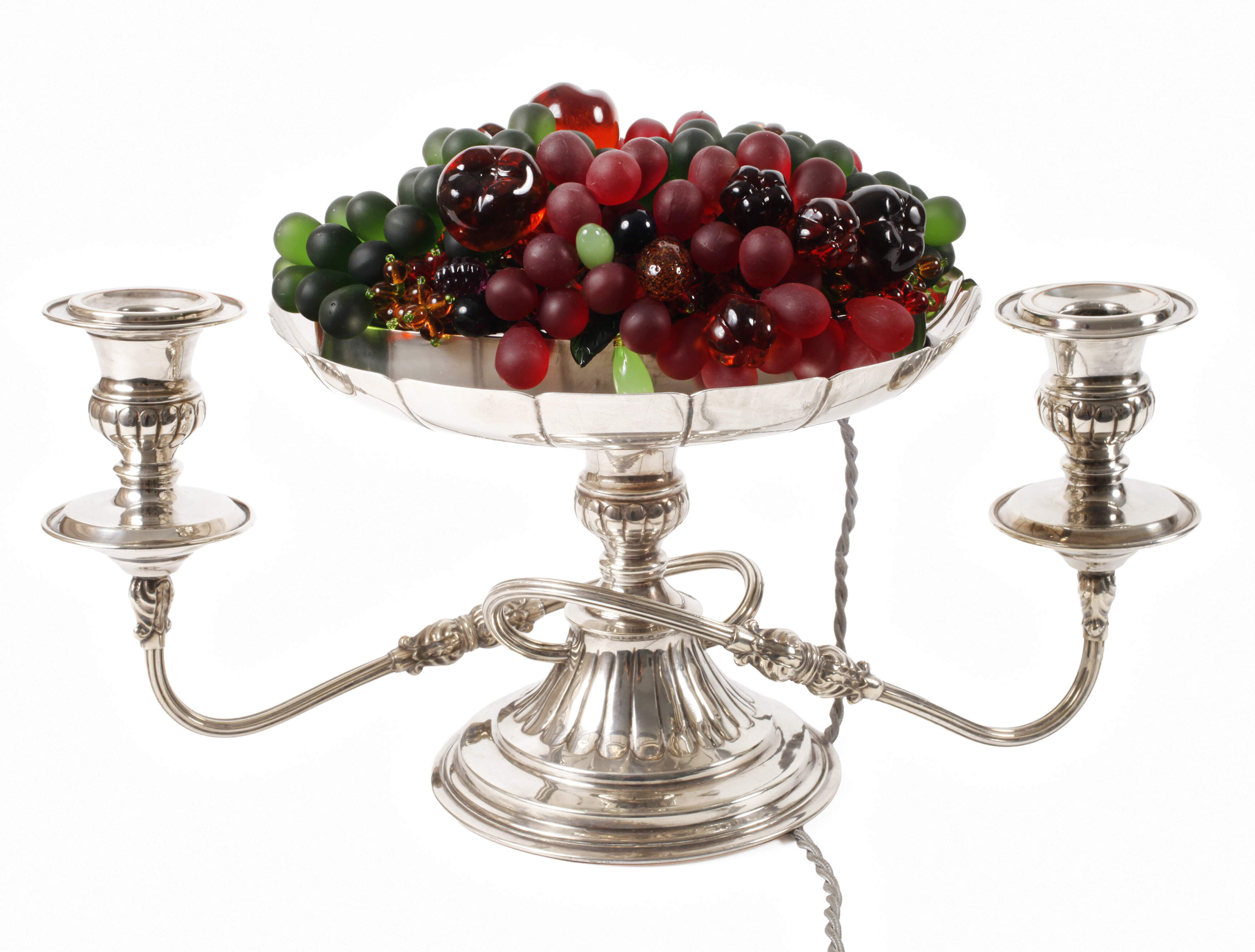 Kerzenleuchter mit Glasbukett