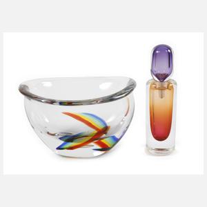 Studioglas Schale Schweden und Karaffe