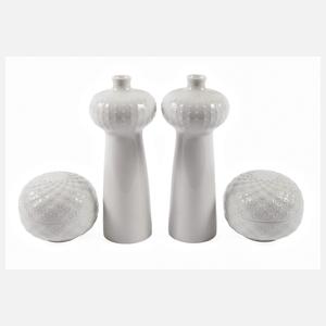 Meissen Vasenpaar und Paar Deckeldosen Design