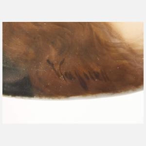 Zwei kleine gerahmte Bildplatten Damenportraits