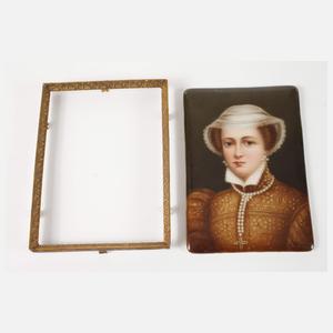 Zwei gerahmte Bildplatten Damenportraits