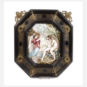 Capodimonte Bildtafel Adam und Eva im Paradies
