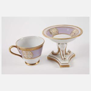 Schlaggenwald Böhmen Prunktasse mit Fußschale