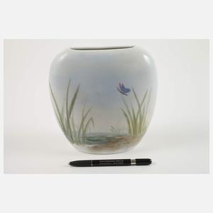 Künstlervase Uferlandschaft mit Reiher