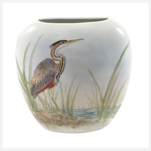 Künstlervase Uferlandschaft mit Reiher