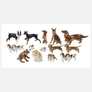 Hutschenreuther/Rosenthal Konvolut Hunde und Katzen