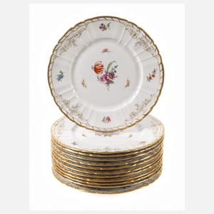 KPM Berlin zwölf Platzteller Blumen und Insekten