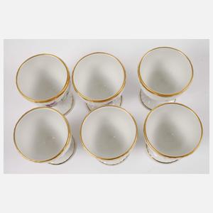 KPM Berlin sechs Eierbecher Blumen und Insekten