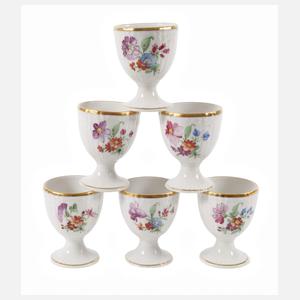 KPM Berlin sechs Eierbecher Blumen und Insekten