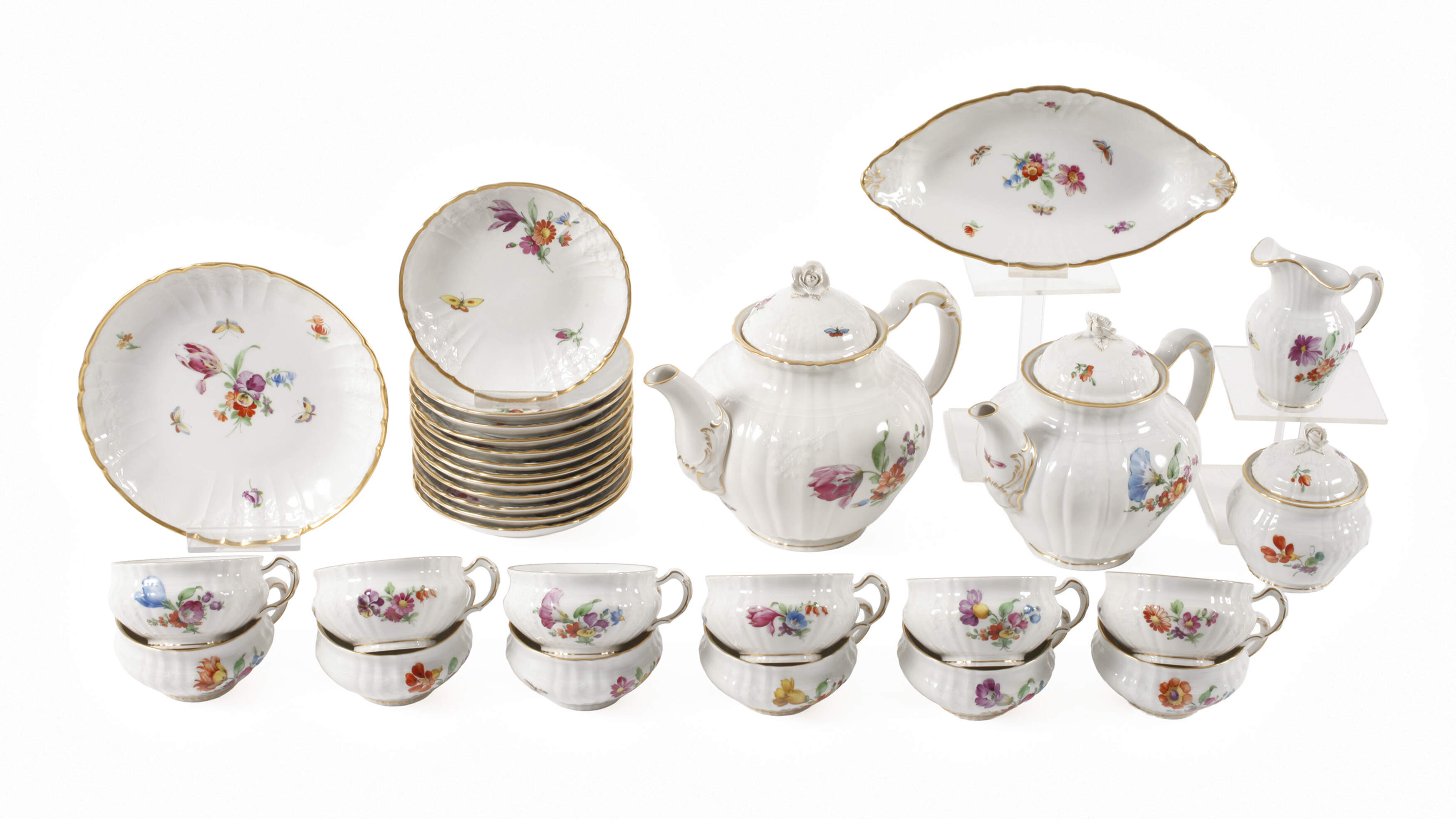 KPM Berlin Teeservice Blumen und Insekten