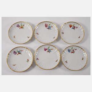 KPM Berlin zwölf Suppentassen Blumen und Insekten