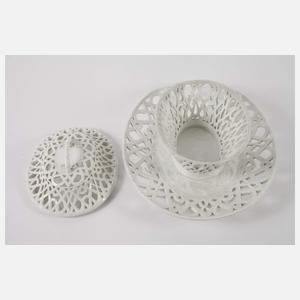 Meissen frühe Potpourri-Deckeldose mit Présentoire