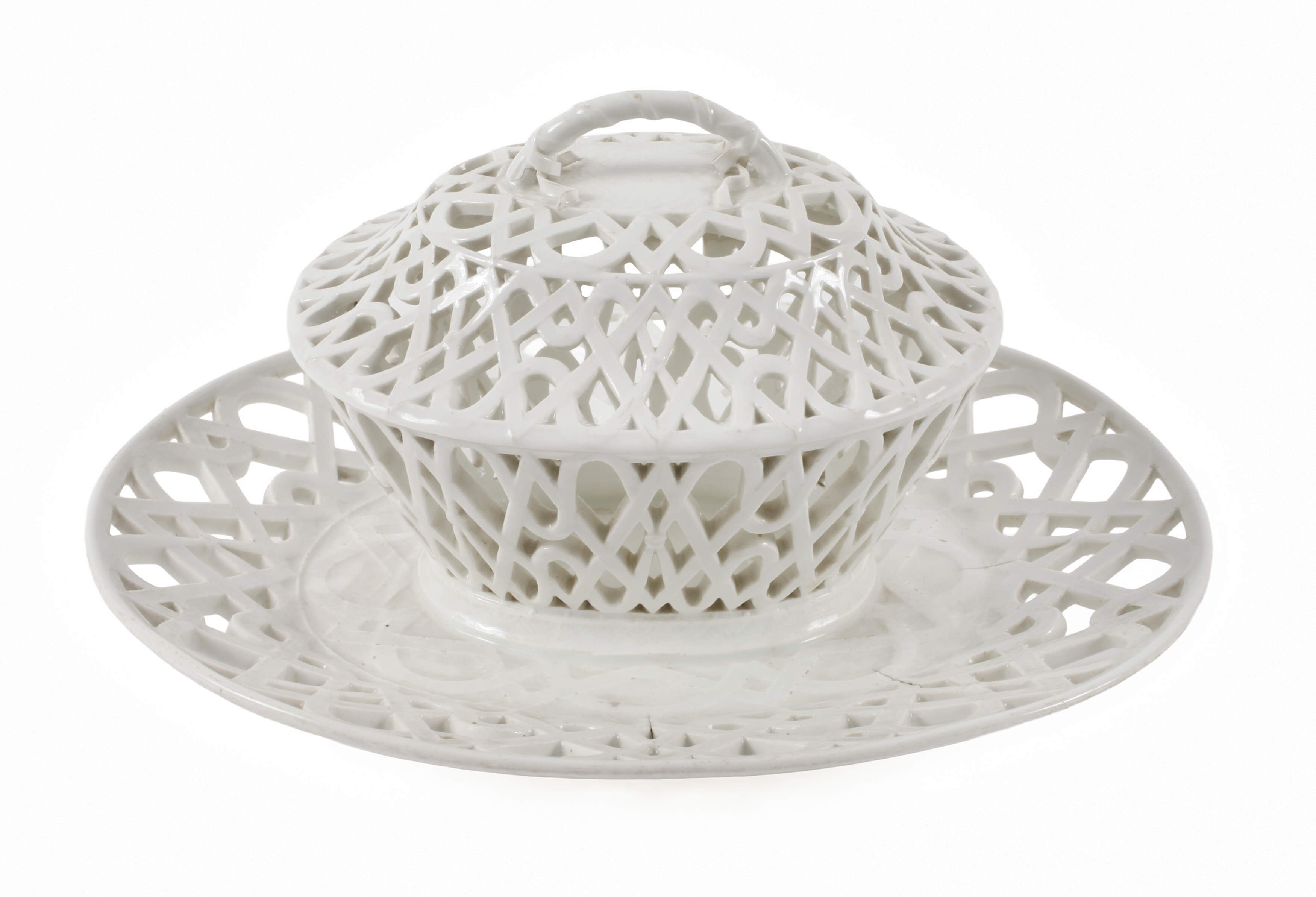 Meissen frühe Potpourri-Deckeldose mit Présentoire