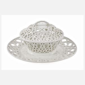 Meissen frühe Potpourri-Deckeldose mit Présentoire