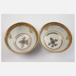 Meissen Paar frühe Koppchen Blau-/Goldmalerei