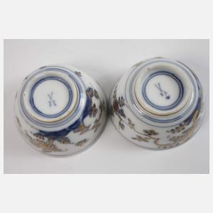 Meissen Paar frühe Koppchen Blau-/Goldmalerei