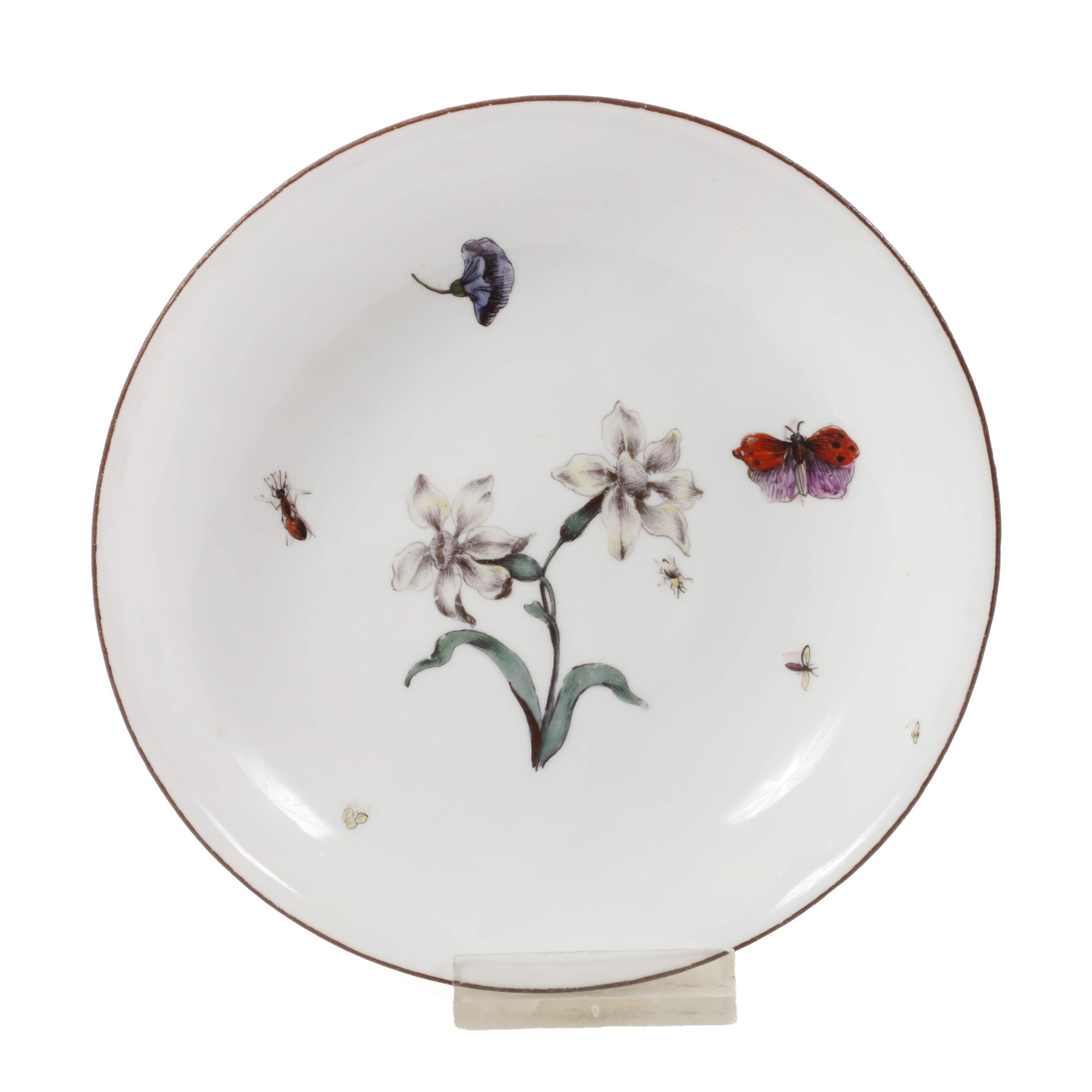 Meissen Schälchen Holzschnittblume und Insekten