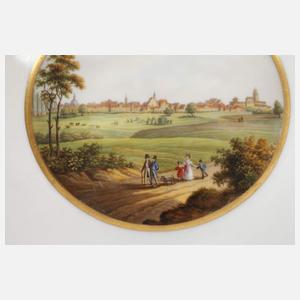 Meissen Untertasse mit Ansicht "Leipzig"