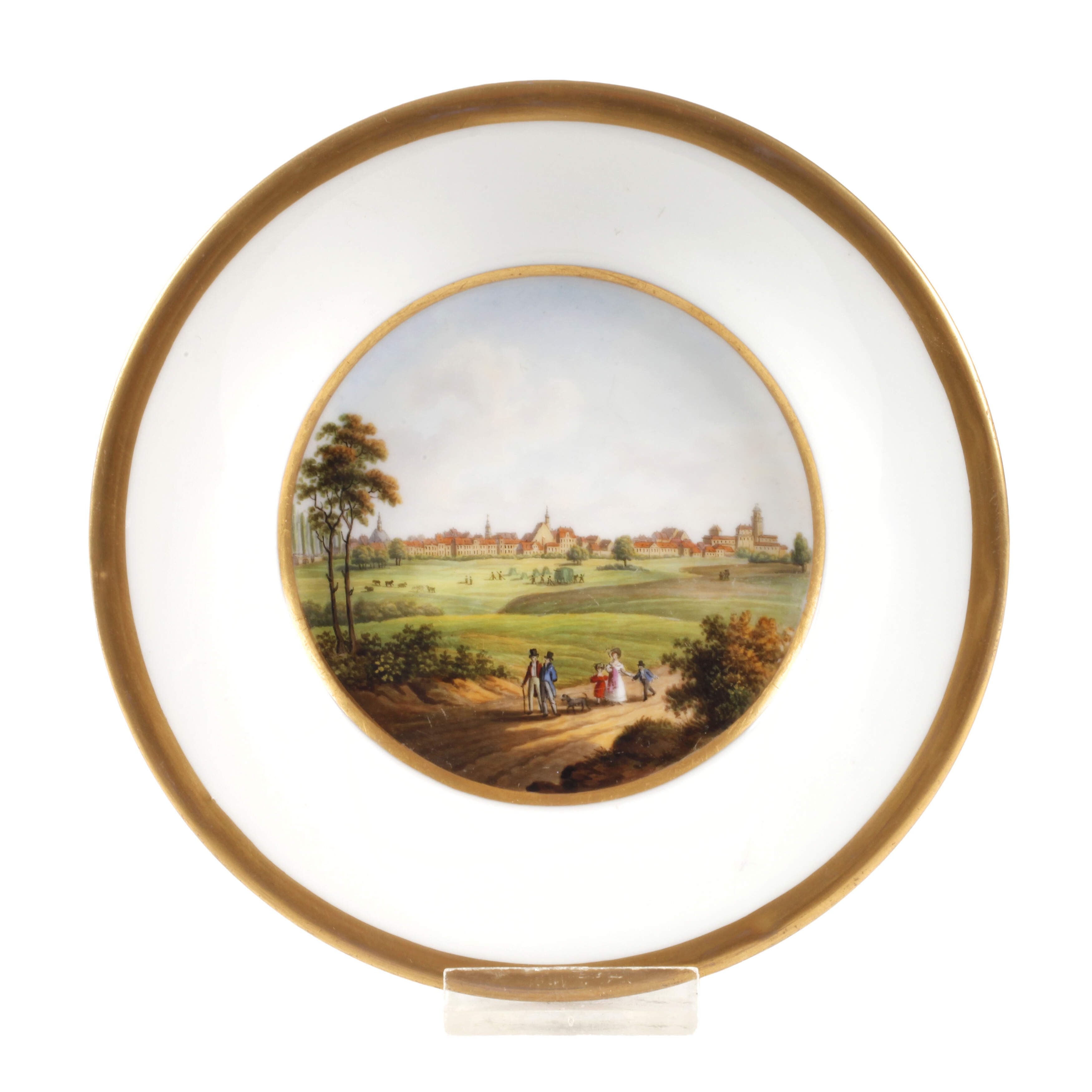 Meissen Untertasse mit Ansicht "Leipzig"