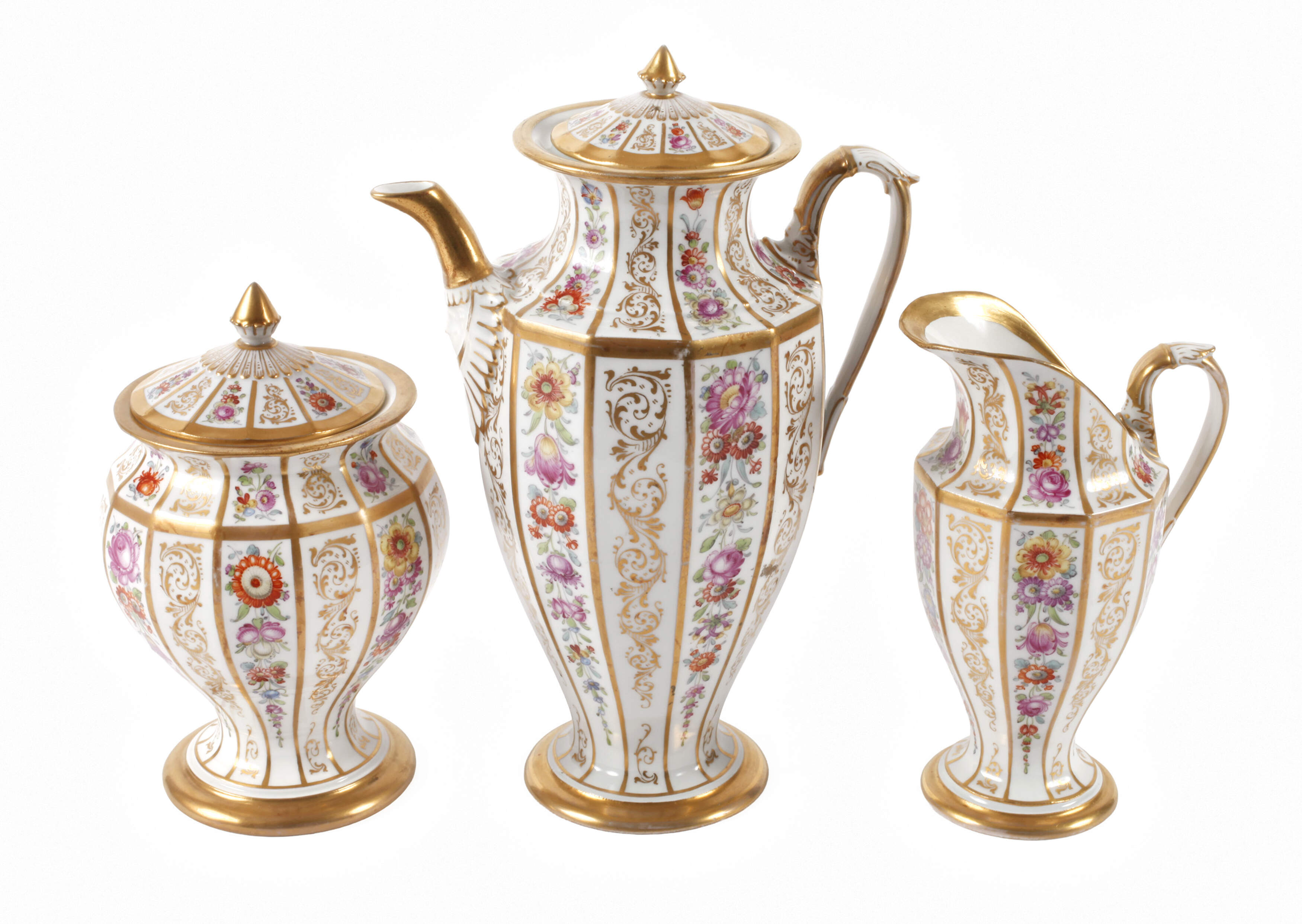 Meissen prunkvolles Kernstück Blumen-/Goldmalerei