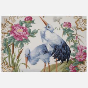 Meissen große Prunkschale Storchenmotiv