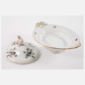 Meissen figürliche Terrine und Platte Vogelmalerei