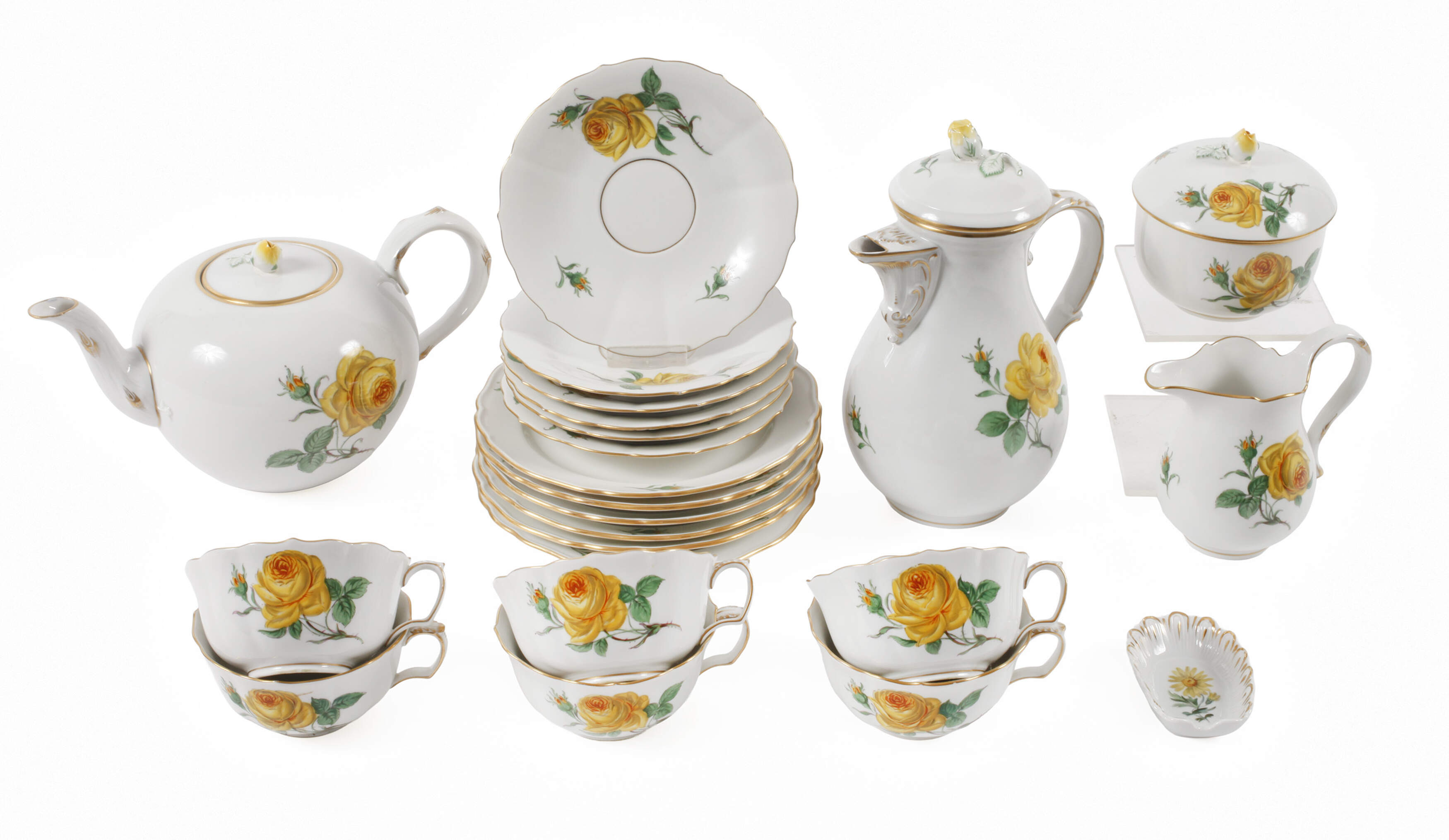 Meissen Kaffee-/Teeservice "Gelbe Rose"