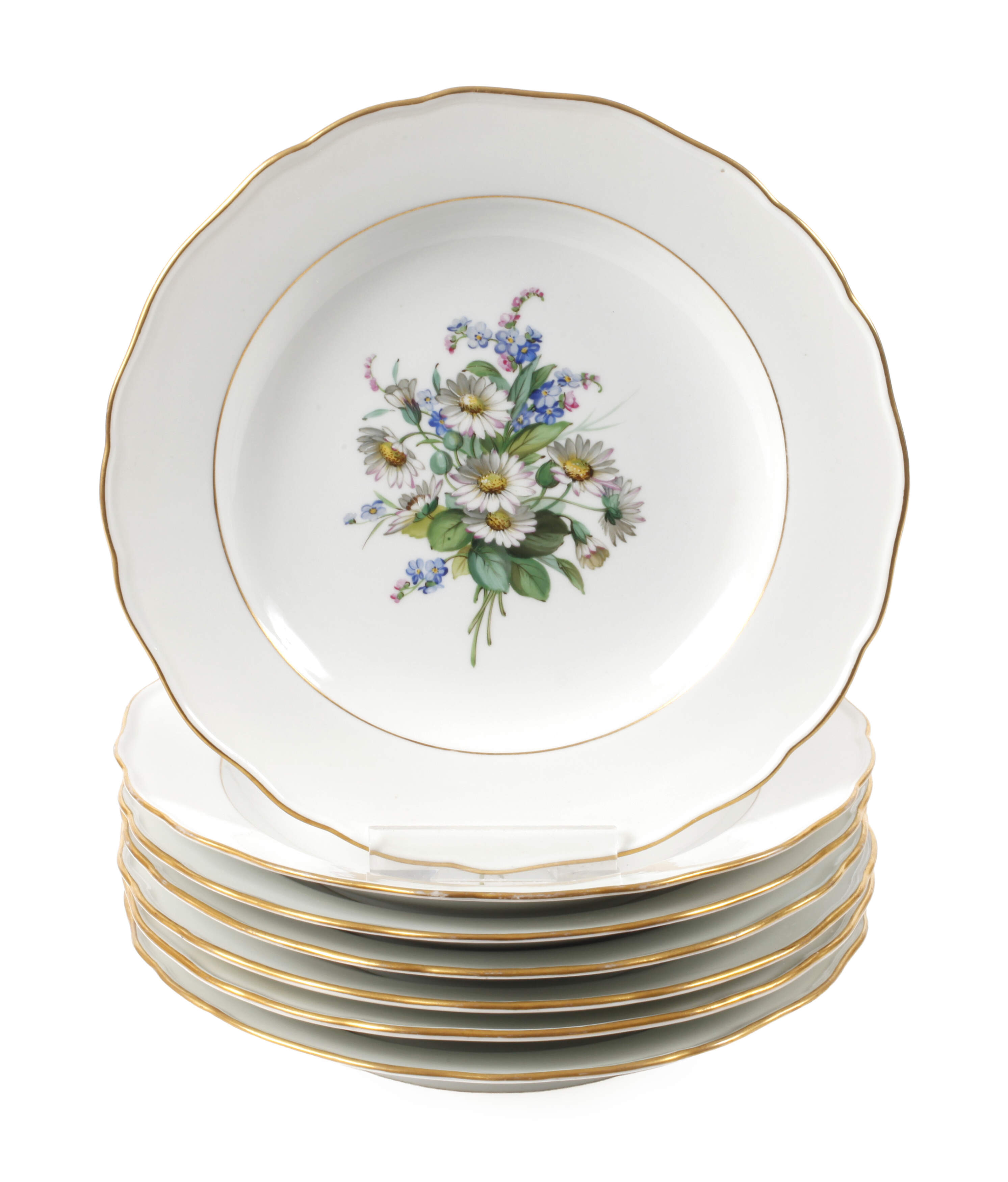 Meissen sieben Suppenteller "Frühlingsblume"