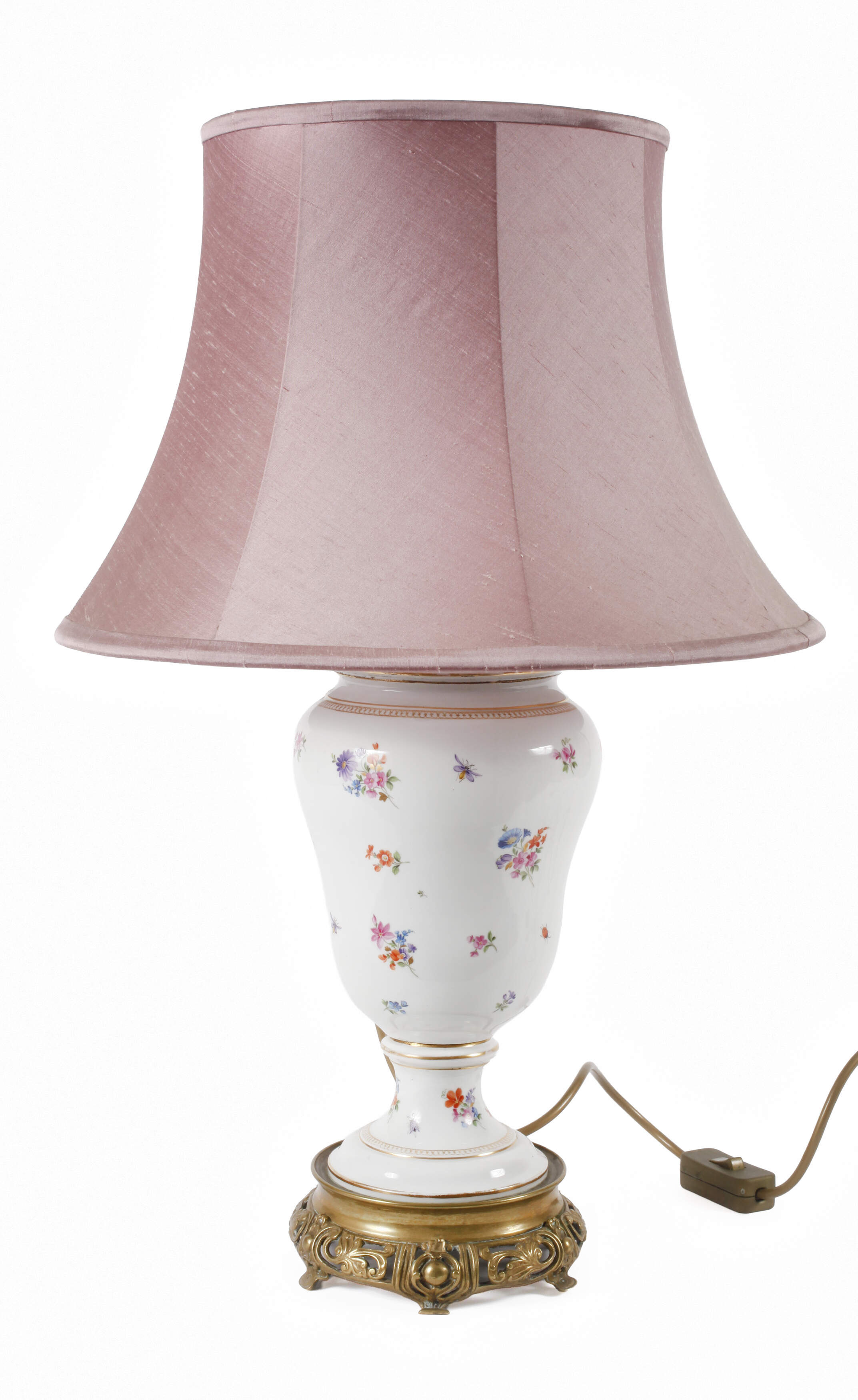 Meissen Lampenfuß "Blumen und Insekten"