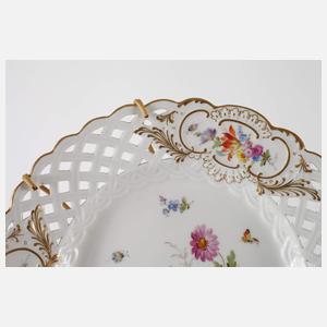 Meissen Durchbruchteller "Blumen und Insekten"